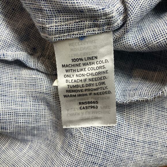 1901 Short Sleeve Blue White 100% Linen Button Down Shirt Men's Size XXL 2XL - Picture 7 of 10